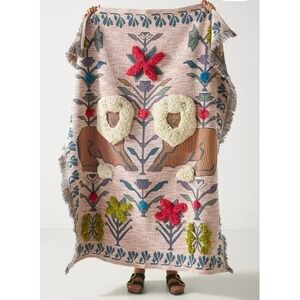Anthropologie Barbery Tufted Throw Blanket